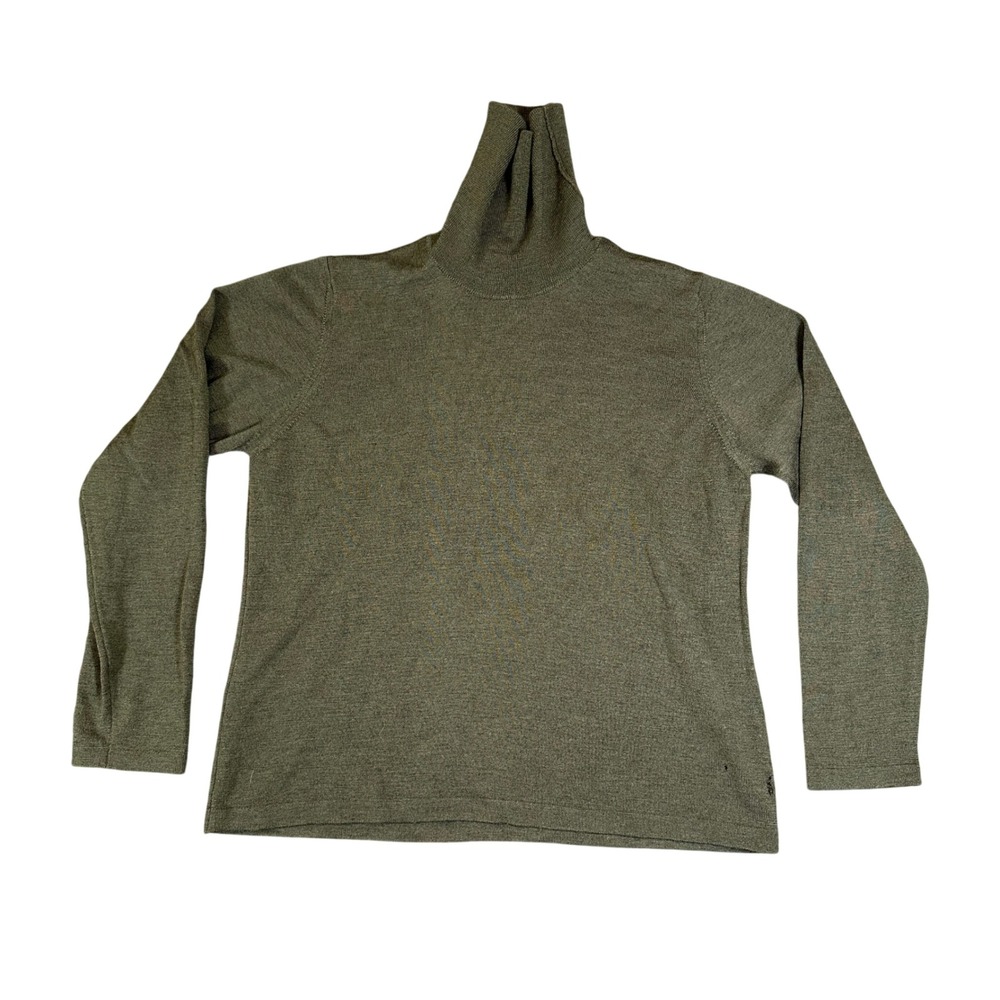 Morgano Italy Mens XL Pure Merino Wool Turtleneck Sweater Olive Green Roll Neck